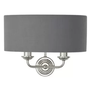 Image of Shade Wall Lamp Bright Nickel Plate, Charcoal Fabric