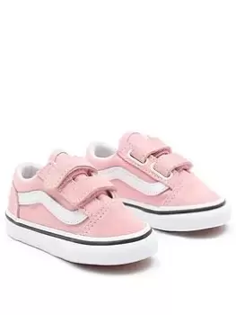 Image of Vans Old Skool Toddler Girl Trainers-Pink/White, Size 4