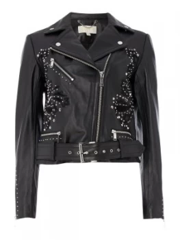 image of Michael Kors Suede applique leather jacket Black