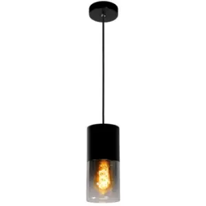 image of Lucide ZINO - Pendant Light - Ø10cm - 1xE27 - Smoke Grey