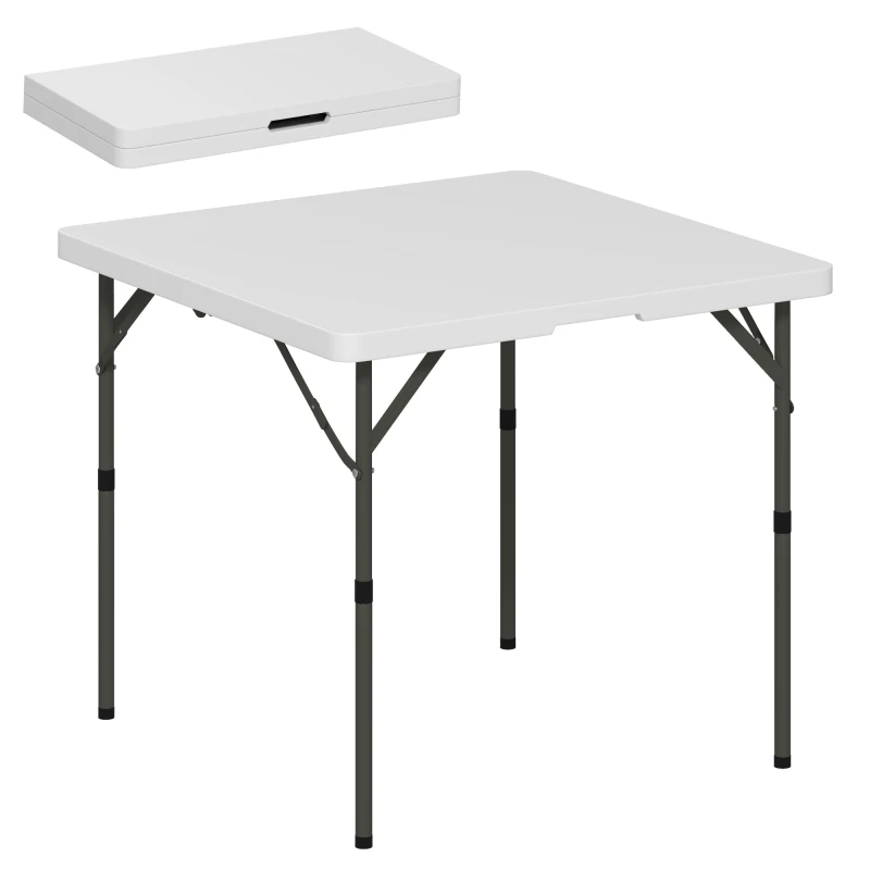 Image of Outsunny 3ft Folding Camping Table with 2 Adjustable Height White