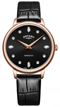 image of Rotary Womens Kensington Crystal Black Dial LS05174/ Watch