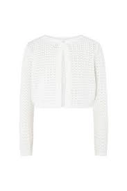 image of Monsoon Girls S.E.W. Pebble Knit Bolero - Ivory, Size Age: 5-6 Years, Women