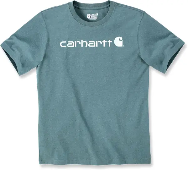 Image of Carhartt EMEA Core Logo Workwear Short Sleeve T-Shirt, green-blue, Size L