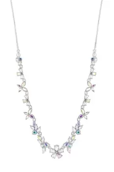 image of Silver Crystal Aurora Borealis Graduated Floral Short Necklace