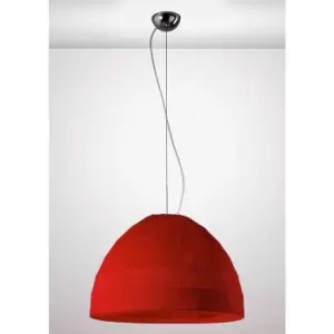 image of Diyas - Domo pendant lamp 3 Bulbs chrome polished / red Fabric shade