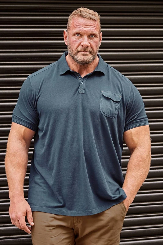 Image of BadRhino BadRhino Men Pocket Polo Shirt in Mid Navy Size: X-Large Mid Navy 1XL Male 5063110865056