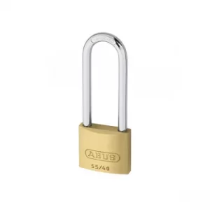 image of ABUS 04762 55/40mm Brass Padlock 63mm Long Shackle