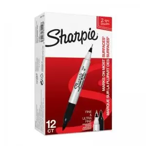 Image of Sharpie S0811100 Twin Tip Black Pens Box of 12 18902J