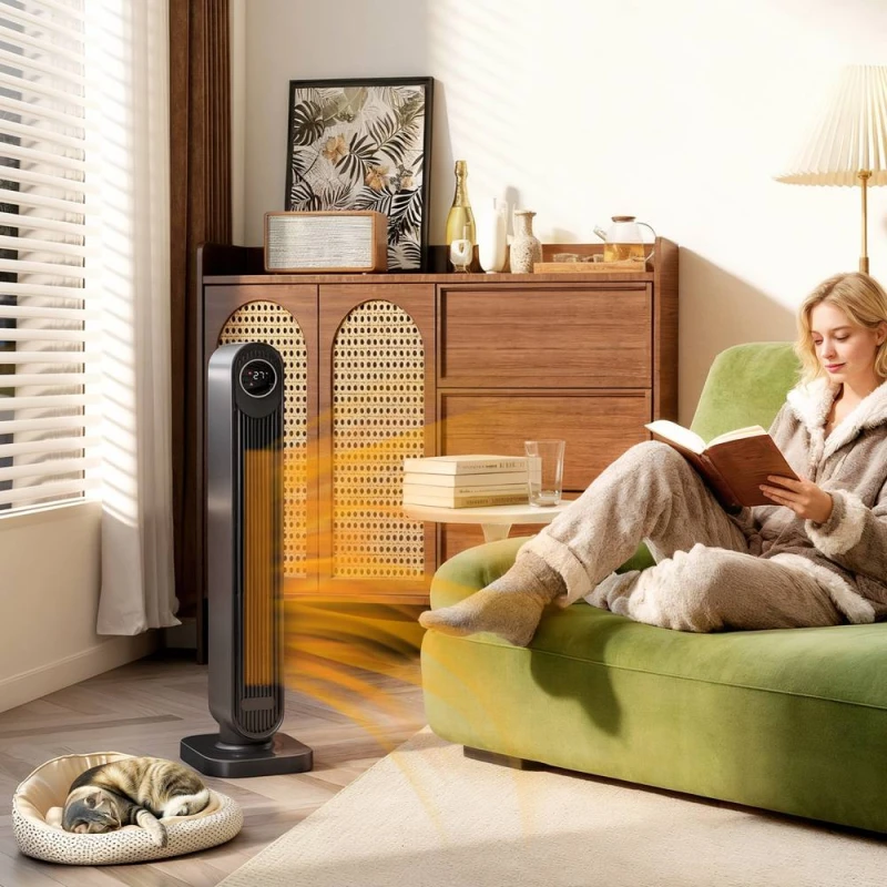 Image of HOMCOM HOMCOM 2000W Ceramic Electric Heater, Space Heater with Fan, Timer, Remote in Black One Size Unisex 5063603778290