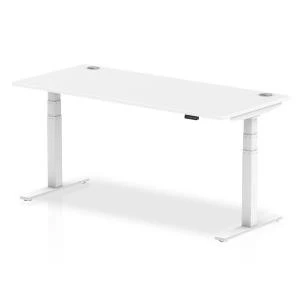 Image of Trexus Sit Stand Desk With Cable Ports White Legs 1800x800mm White Ref