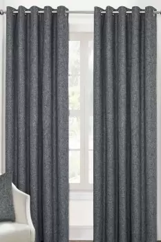 Image of Heavy Boucle Textured Blackout Lined Eyelet Curtain Pair