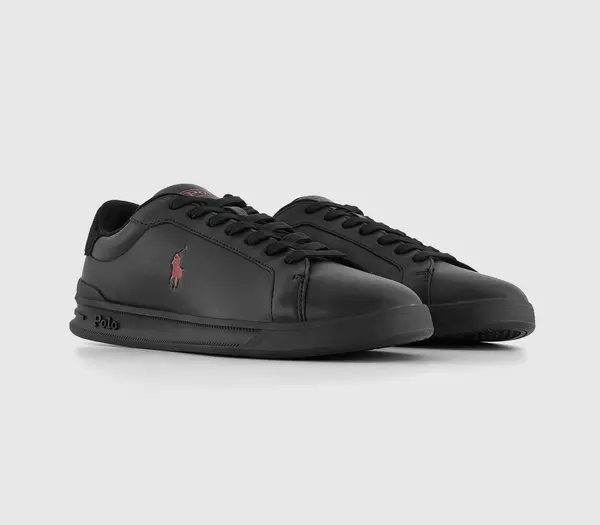 Image of Polo Ralph Lauren Heritage Court Trainers Black Red, 8