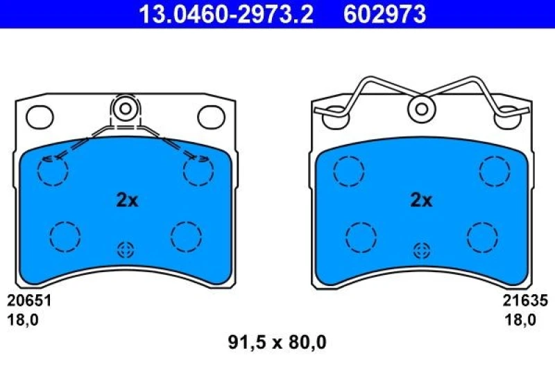 Image of ATE 13.0460-2973.2 Brake pad set excl. wear warning contact Brake Pad Set,disc brake (402)