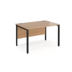 image of Office Desk 1200mm Rectangular Desk With Bench Leg Beech Tops With Black Frames 800mm Depth Maestro 25