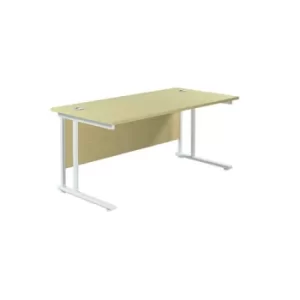 image of Jemini Rectangular Cantilever Desk 1800x800x730mm Maple/White KF807261