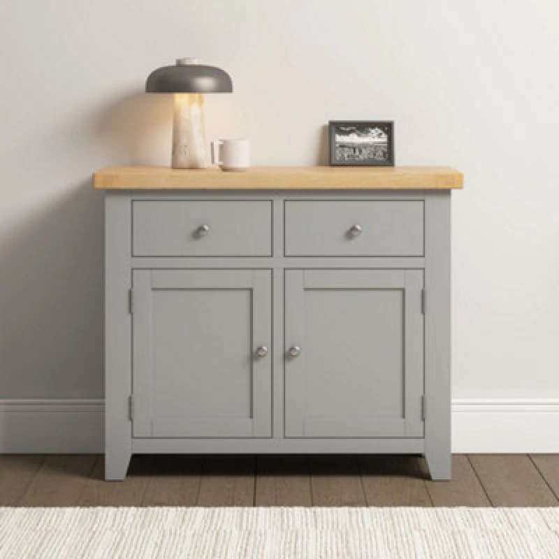 Image of Seconique Windsor 2 Door 2 Drawer Sideboard Grey Oak With Dovetail Joints Fully Assembled