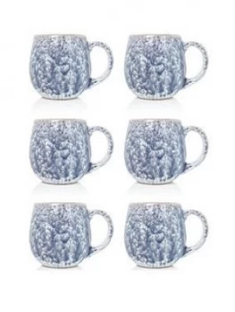 image of Sabichi Set Of 6 Pale Grey Reactive Stoneware Mugs