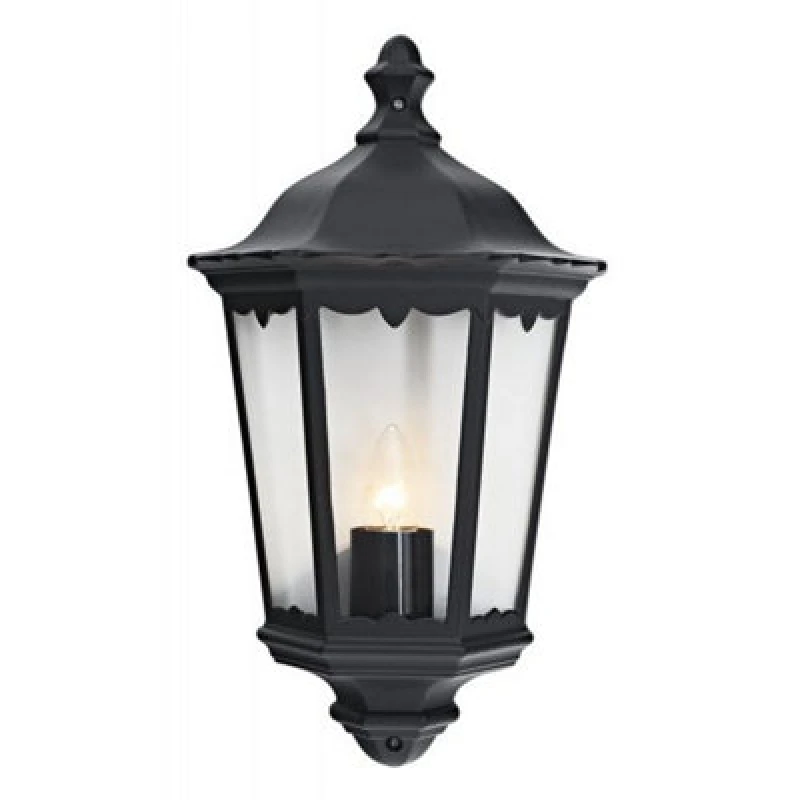 Image of Happy Homewares Traditional Black Cast Aluminium Outdoor Lantern Wall Light