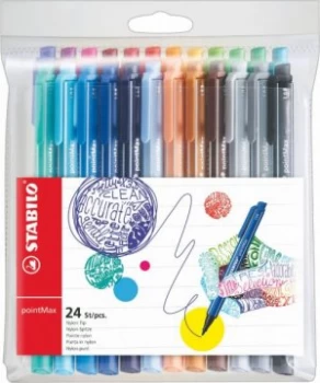 image of Stabilo PointMax Premium Writing Felt Pen Assorted PK24