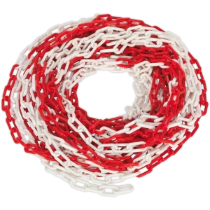 image of Sealey HSC25M Safety Chain Red and White 6mm 25m