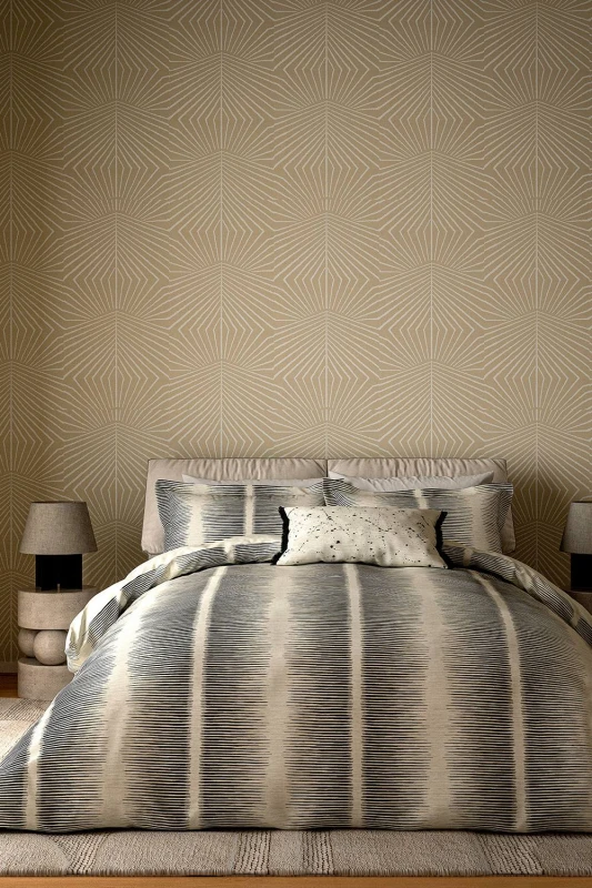 Image of Harlequin 'Chaco' Cotton Duvet Cover Set in Beige Size: King Beige Unisex King