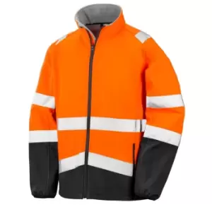 Image of Result Safeguard Mens Printable Safety Softshell Jacket (2XL) (Fluorescent Orange/Black)