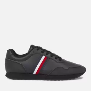 Image of Tommy Hilfiger Mens Leather Running Style Trainers - Triple Black - UK 8