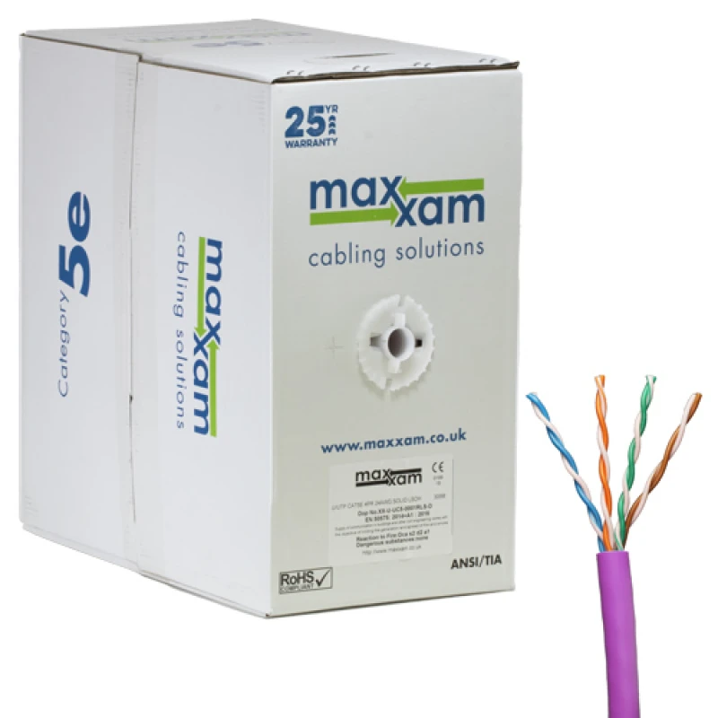 Image of Cablenet Cat5e Violet U/UTP LSOH 24AWG Solid CPR Dca Cable 305m Reelex