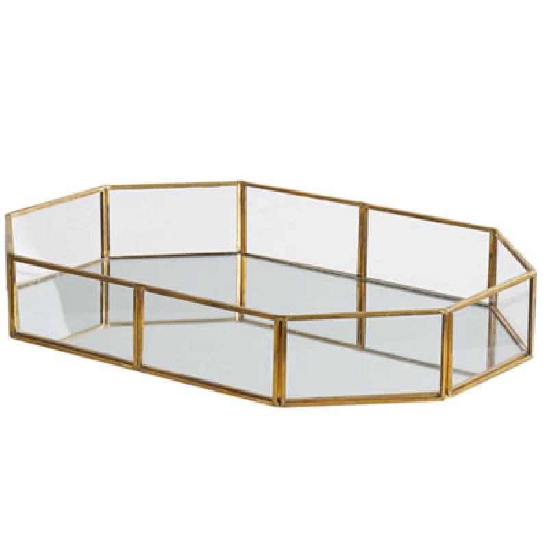 Image of Beliani Decorative Tray Chabris Glass Gold