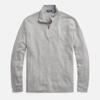 image of Polo Ralph Lauren Mens Half Zip Estate Rib Jumper - Metallic Grey Heather - L