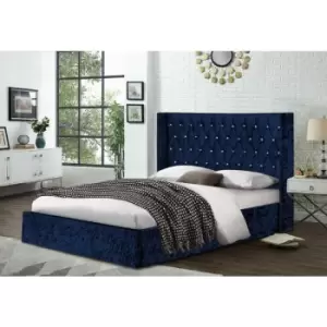 Image of Eniya Upholstered Beds - Crush Velvet, Double Size Frame, Blue - Blue
