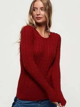 Image of Superdry Croyde Cable Knitted Jumper - Rust, Rust, Size 10, Women