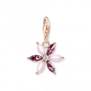 image of Sterling Silver Multicoloured Flower Charm Pendant 1874-323-7