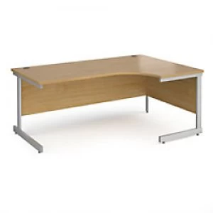 image of Dams International Right Hand Ergonomic Desk with Oak Coloured MFC Top and Silver Frame Cantilever Legs Contract 25 1800 x 1200 x 725 mm