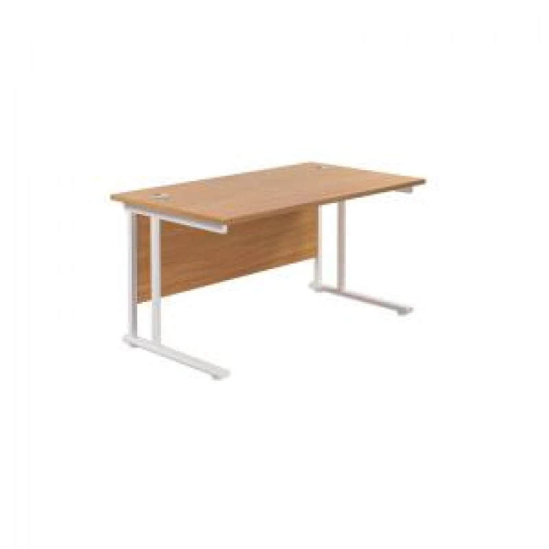 Image of Jemini Rectangular Cantilever Desk 1400x800x730mm Nova Oak/White KF807001