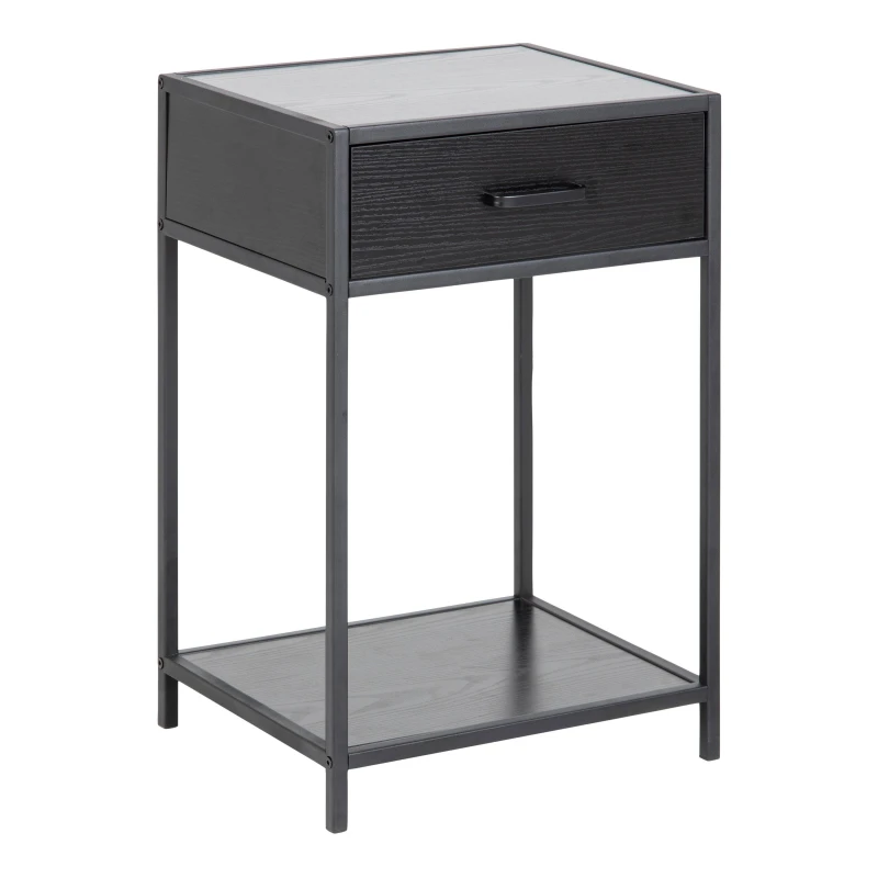 Image of Furniture To Go Seaford Bedside Table With 1 Drawer In Black