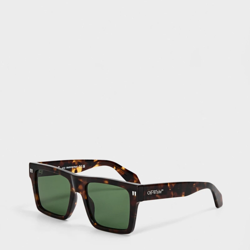 Image of Off White UV Protection Round Sunglasses Havana/Green unisex One Size