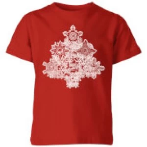 Image of Marvel Shields Snowflakes Kids Christmas T-Shirt - Red - 11-12 Years