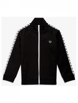 Image of Fred Perry Boys Tape Track Jacket - Black, Size 11-12 Years