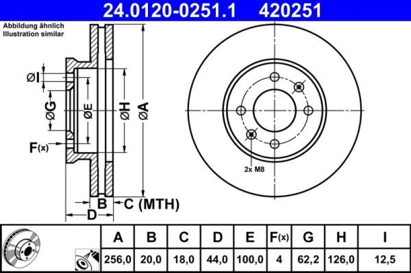 Image of Brake disc ATE 24.0120-0251.1