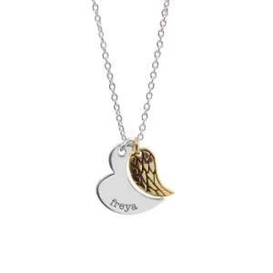 Image of Personalised Gold and Silver Heart and Wing Necklace