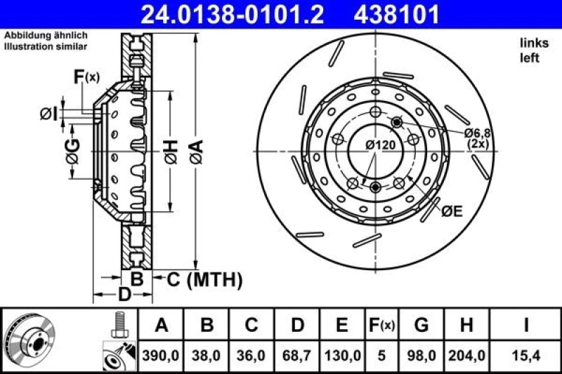 Image of Brake disc ATE 24.0138-0101.2