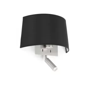 Image of Volta 1 Light Indoor Wall Light Reading Lamp Black, Satin Nickel, E27