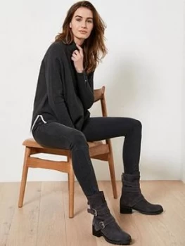 Image of Mint Velvet Mint Velvet Stripe Back Funnel Neck Jumper, Charcoal, Size S, Women