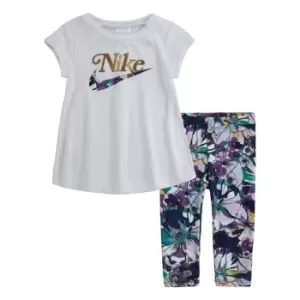 Nike Short Sleeve T Shirt and Legging Set Baby Girls - Black