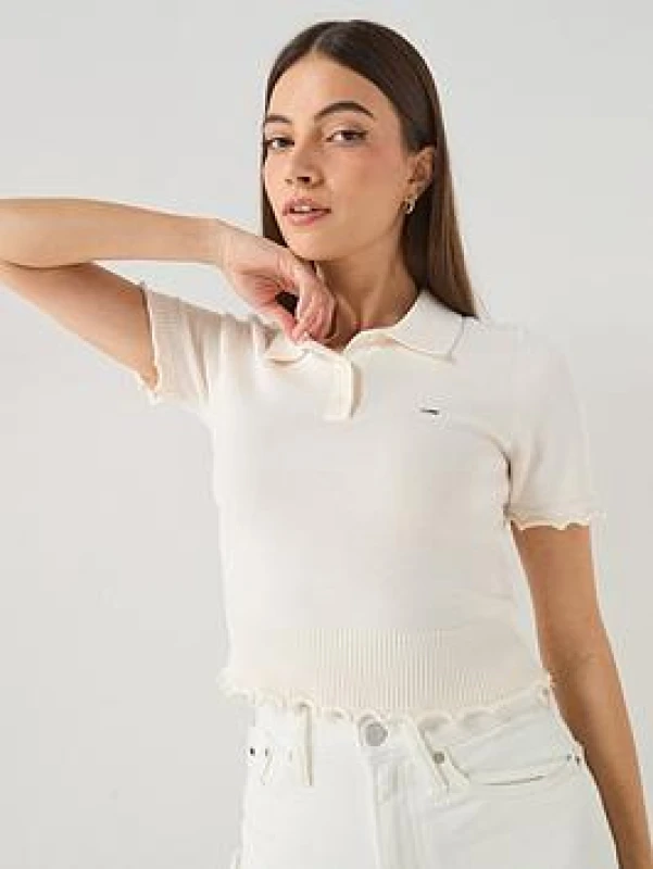 Image of Tommy Jeans Womens Short Sleeve Polo Shirt - White Female 10