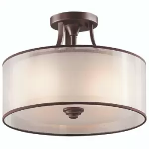 Image of 4 Bulb Semi Flush Light Light Umber Metallic Frosting Mission Bronze LED E27 60W