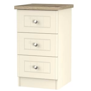 Image of Robert Dyas Wilcox Ready Assembled 3-Drawer Bedside Table - Cream Ash