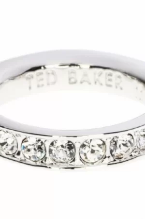Image of Ted Baker Ladies Silver Plated Claudie Narrow Crystal Band Ring Sm TBJ1051-01-02SM